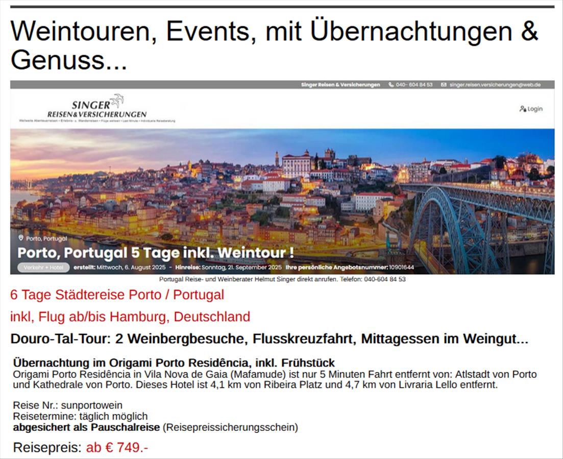 Städtereise Porto Weinverkostung