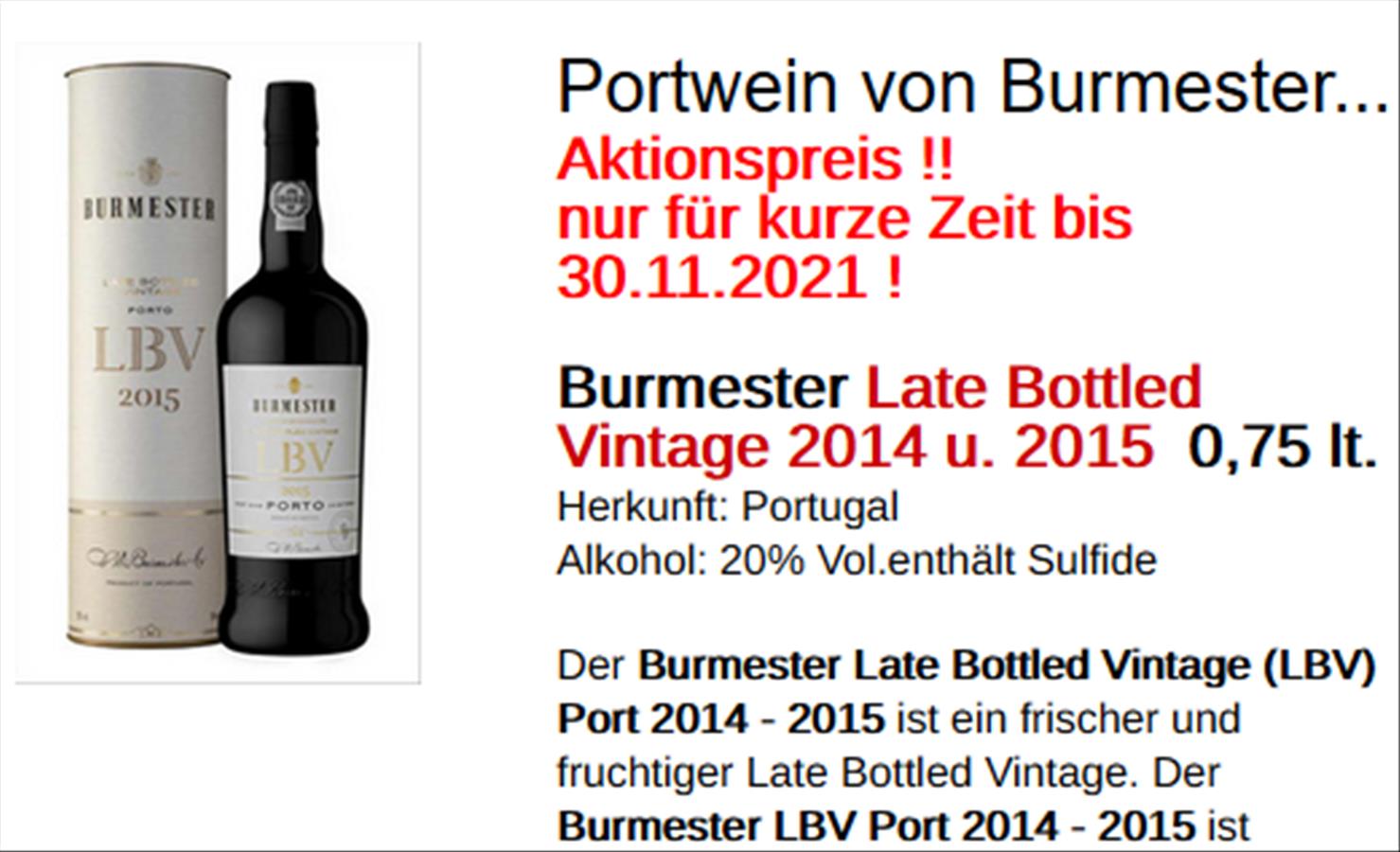 Burmester Portwein LBV-Late Bottle Vintage