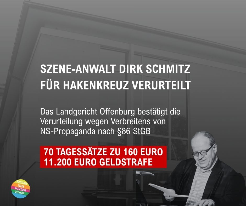 Szene-Anwalt Dirk Schmitz für Hakenkreuz verurteilt