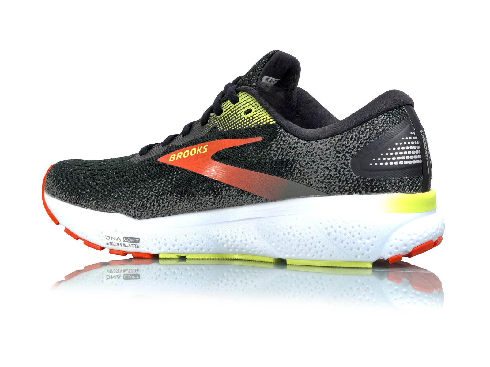 Brooks Ghost 16 GTX Herren Black/Mandarin Red/Green