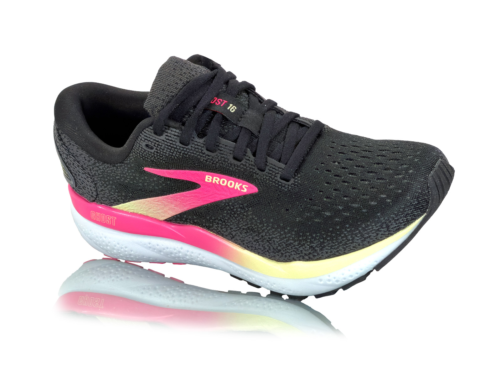Brooks Ghost 16 Black/Pink/Yellow