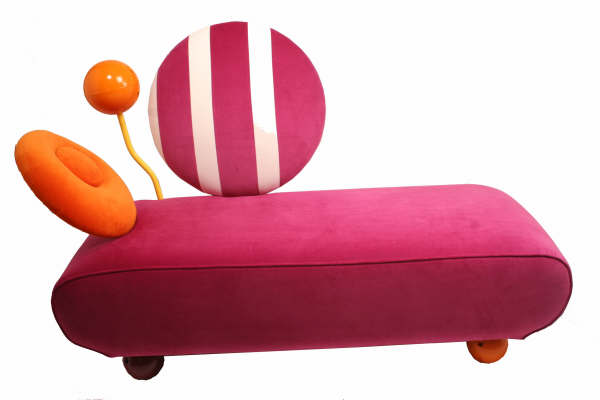Chaise By Me handmade in 2007 by Emma Hedley for her final degree show, inspired by the Memphis Design Movement