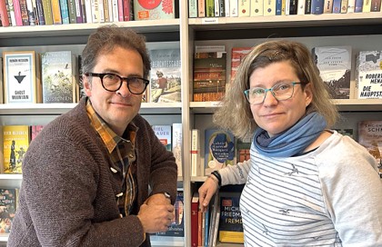 Tina Groos und Jörn Heller in der Alpha-Buchhandlung Siegen 