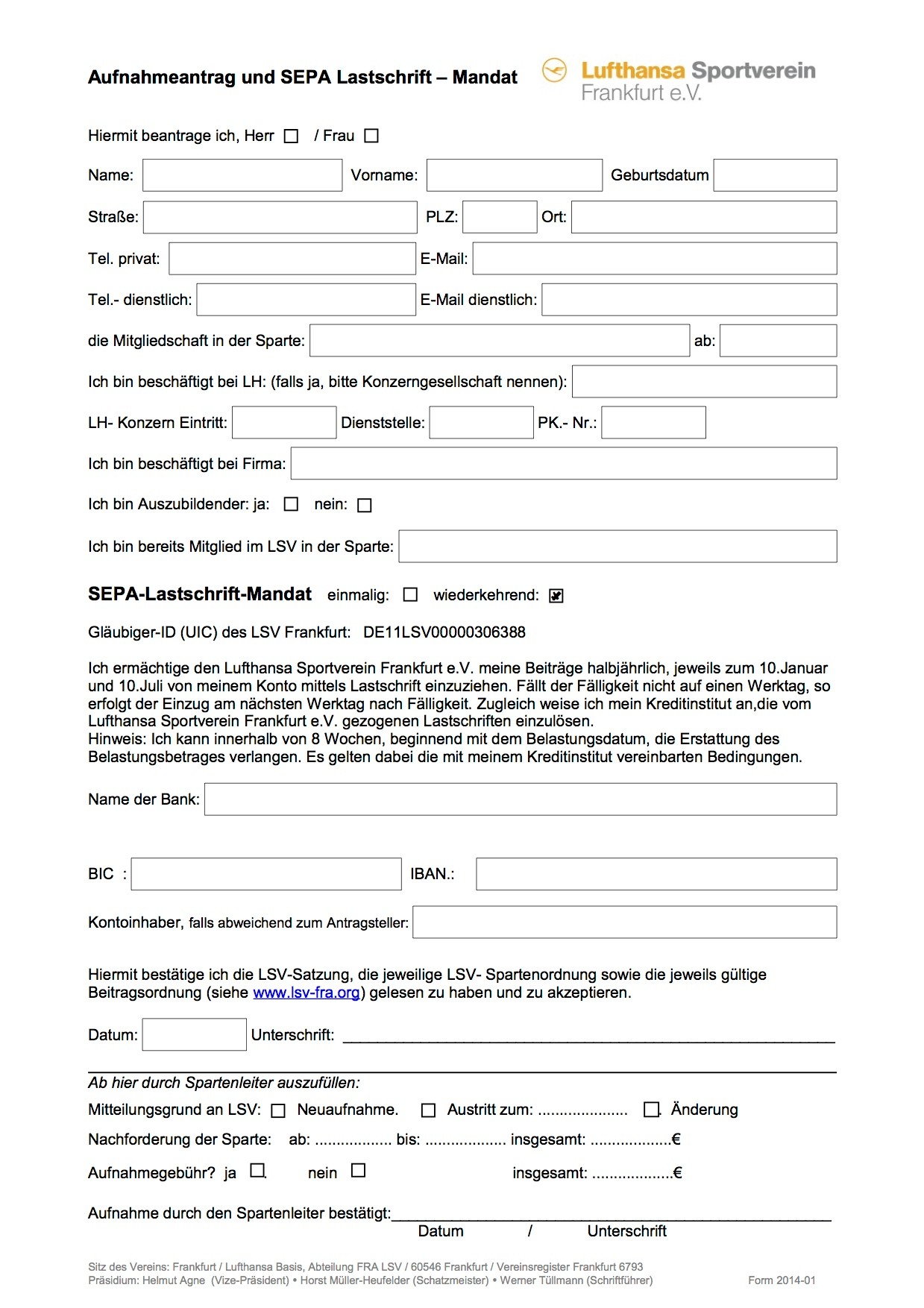 Formular LHSC Lufthansa Ski Club Herzlich Willkommen!