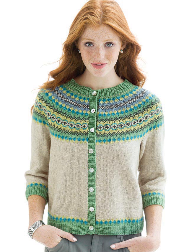 RIME CARDIGAN Designed by Yoko Hatta, 11- 16 Knäuel für Größen S-XL, Kiwi Lace: Beach, Fern,
