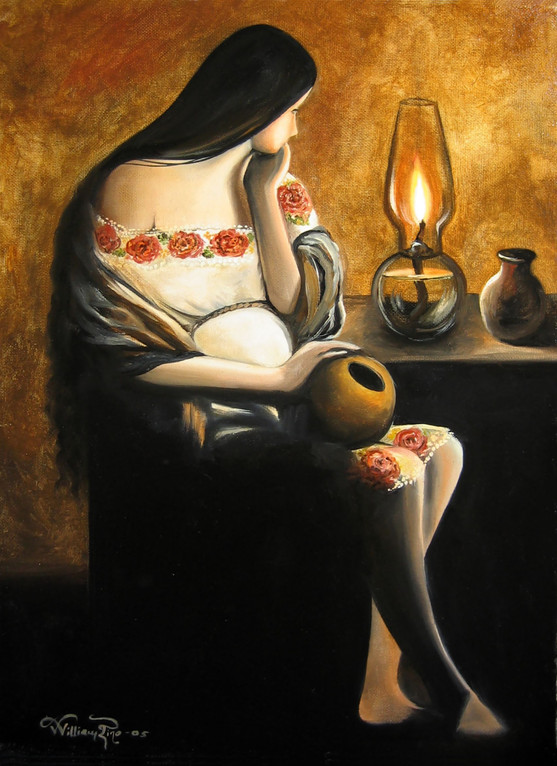 "La mestiza, 2005" 35 x 45 cm. (Readaptación de "La Magdalena", Georges de la Tour)