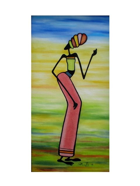 "Mujer Africana2, 2006" 30 x 70 cm (Estilo Gakonga)