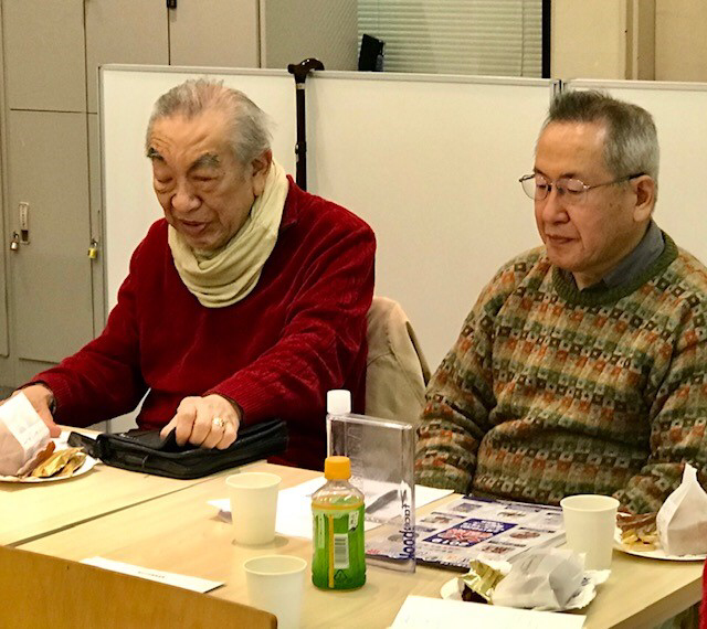 ☆左側は顧問の小林巽(ゆずる)さん(初代代表理事)。体調不良の中でのご参加、ありがとうございます。右側は理事の石井隆さん。