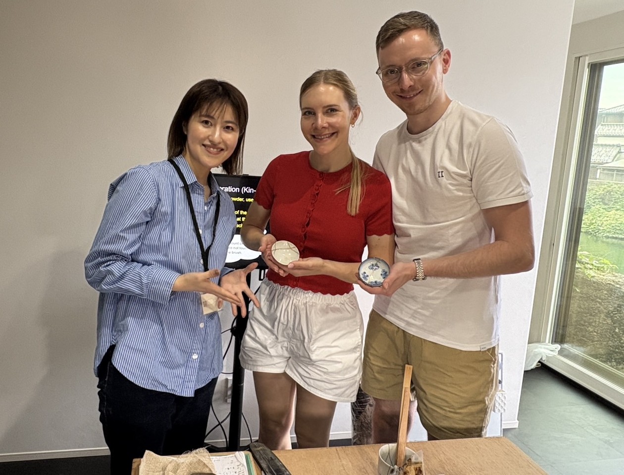 International guests enjoying a Kintsugi experience in Kanazawa, Japan