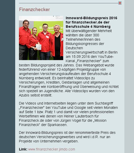 Innoward 2016 für finanzchecker.de