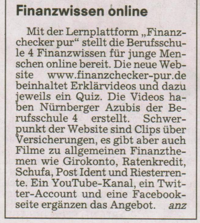 Nachfolgeprojekt "Finanzchecker pur"