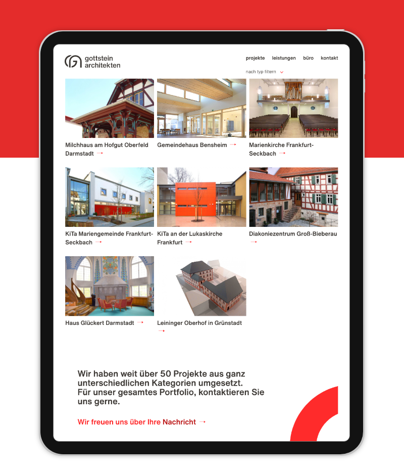 Individuelles Webdesign Tablet Ansicht
