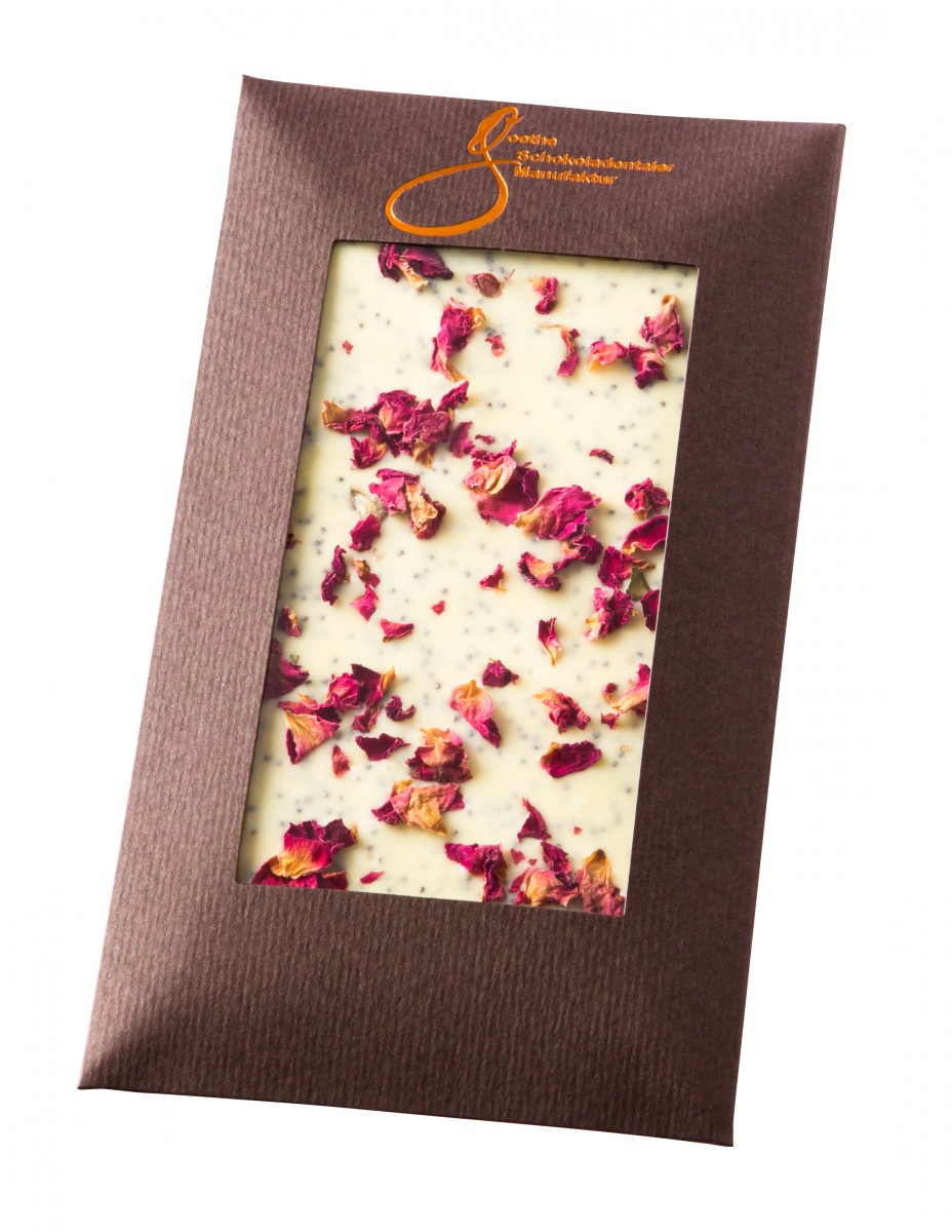 Weisse Schokolade Rosen U Mohn 100g Tf Feinkost Online Kaufen Kostbar Wetzlar Onlineshop