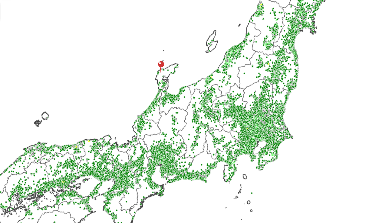 地盤ネットの地盤調査・解析件数で日本列島が浮かんでくるってばよ！