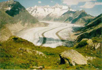 Blik op de Aletschgletscher vanaf Moosfluh