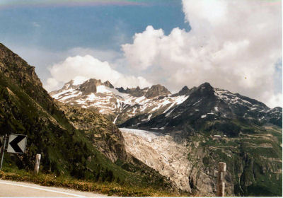 Rhonegletscher gezien vanaf de Grimselpasweg