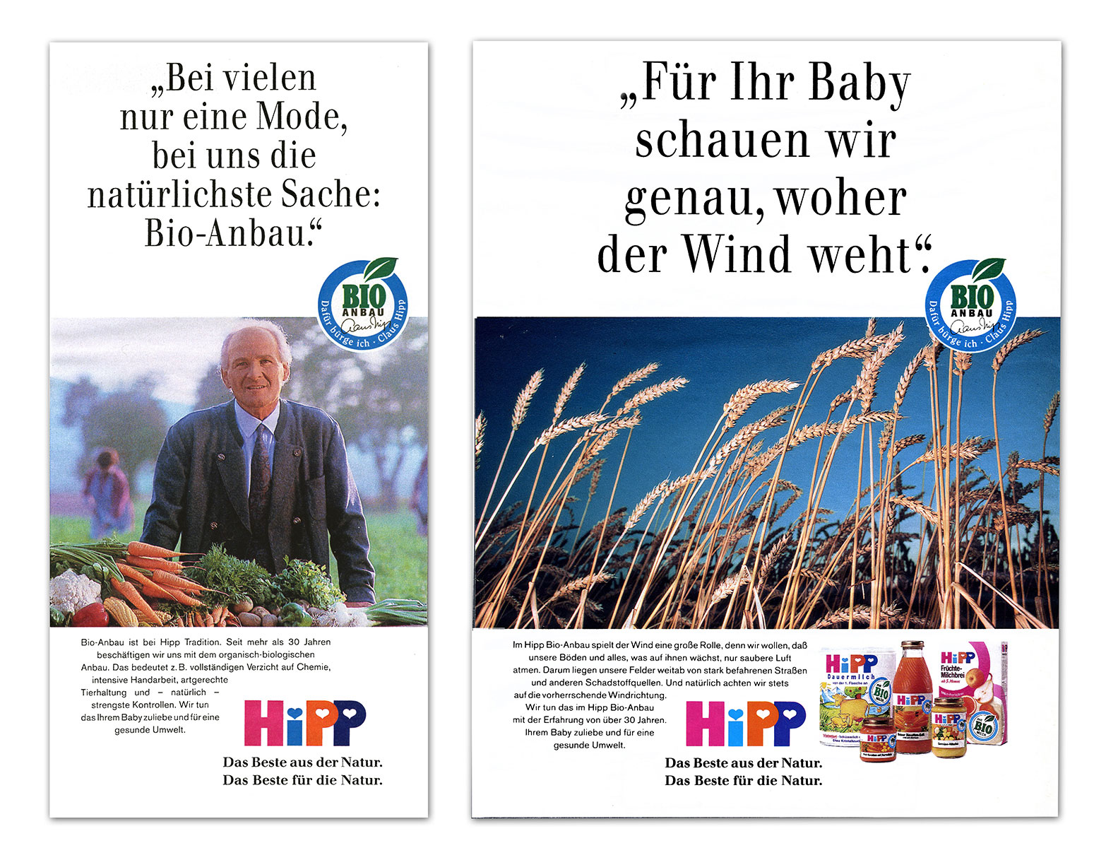 Hipp Bio-Kampagne, Anzeigenmotiv mit Vorschaltseite