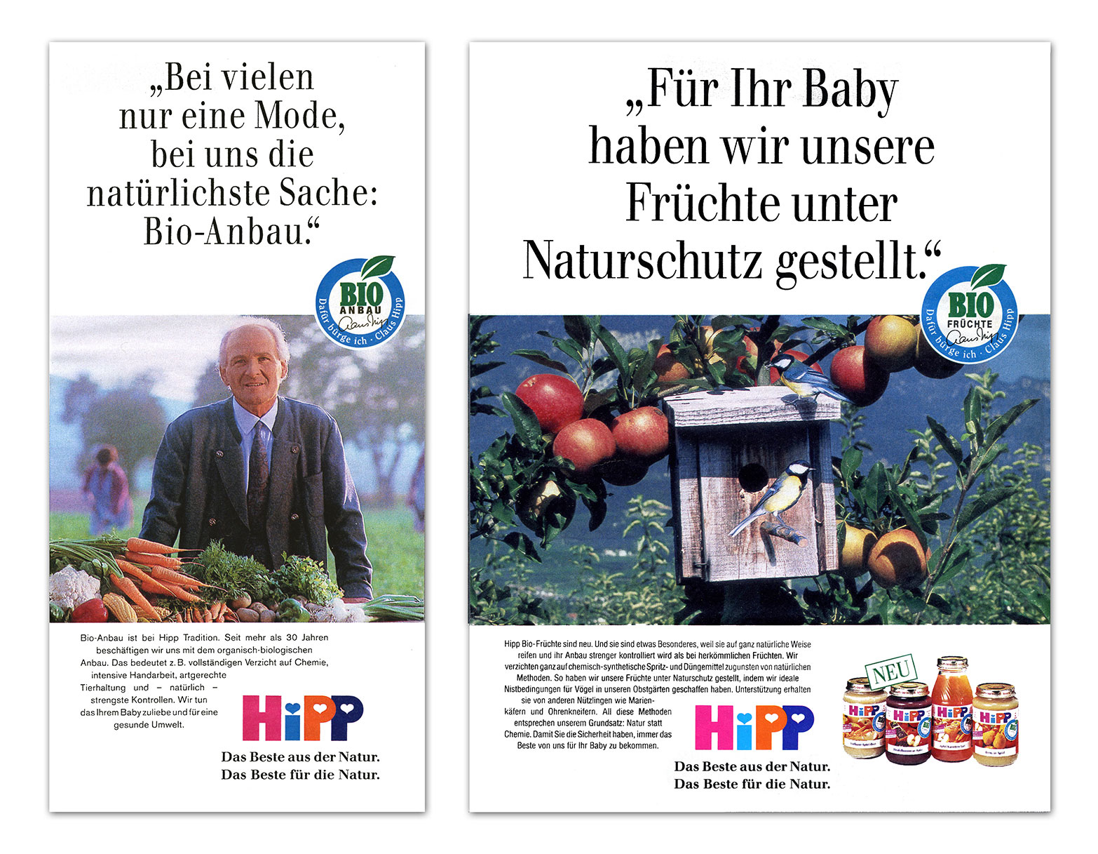 Hipp Bio-Kampagne, Anzeigenmotiv mit Vorschaltseite