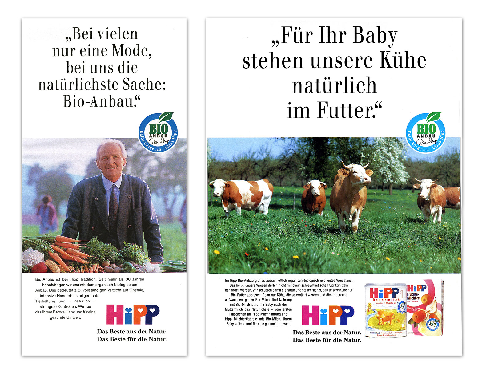 Hipp Bio-Kampagne, Anzeigenmotiv mit Vorschaltseite