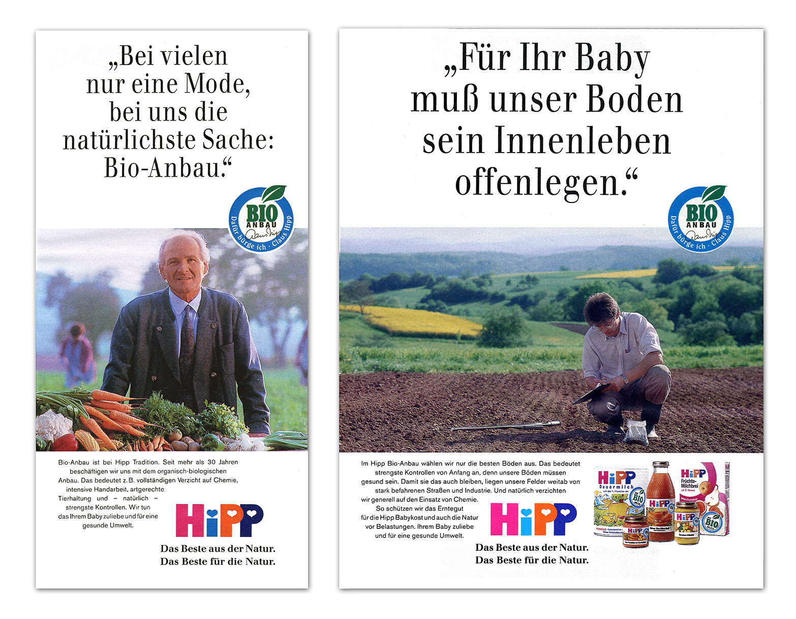 Hipp Bio-Kampagne, Anzeigenmotiv mit Vorschaltseite