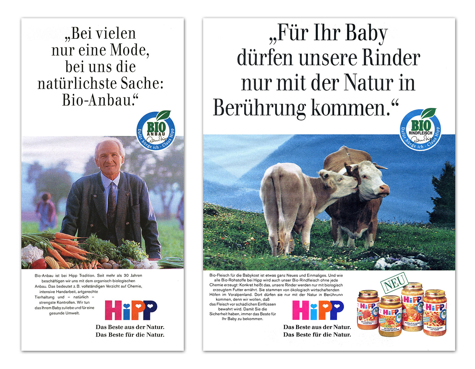 Hipp Bio-Kampagne, Anzeigenmotiv mit Vorschaltseite