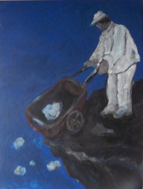 ,, Steine ins Meer " ,   ( Camus ),   40 x 30 cm,   2015
