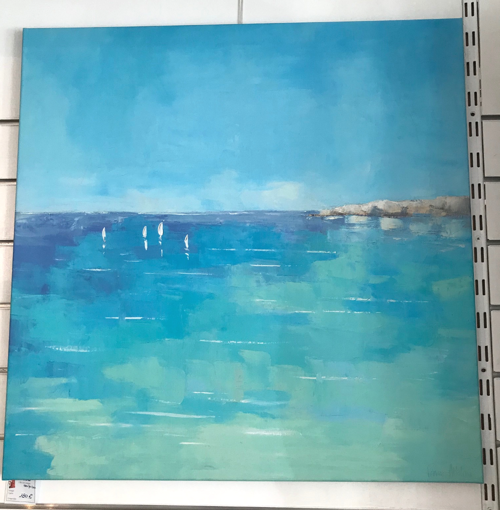 "BLEU", de Régine Pivier-Attolini Reproduction d'une peinture imprimée sur toile tendue sur châssis. Dimensions : 70 x 70 cm Prix : 180€