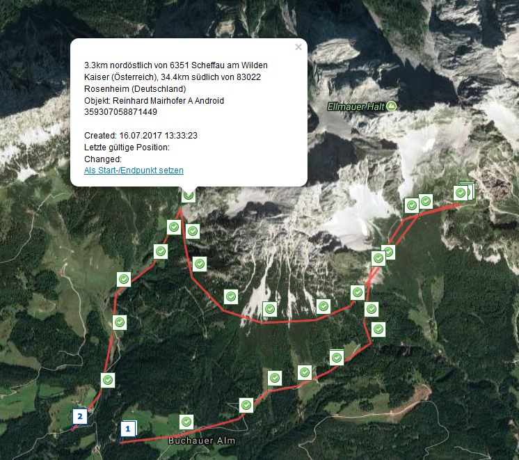 Route tracking:  Alps, Wilder Kaiser (Tyrol)