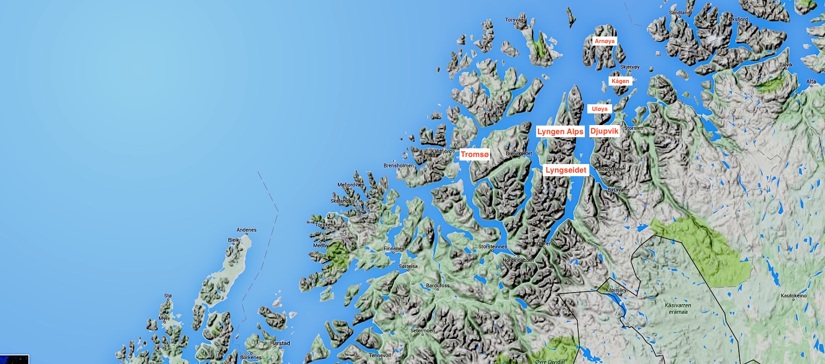 Lyngen Map Lyngen Alps Lofoten Senja Finnmark