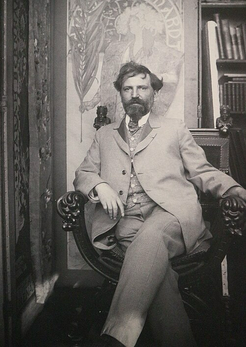 Alphonse Mucha, autoportrait, image transmise sur Internet -   Alphonse Mucha, self-portrait, image transmitted on (the) Internet