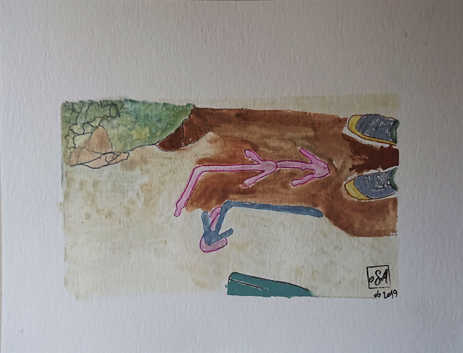 Les Pas des chemeins de vie - Rues de Dieppe - Aquarelle sur papier Hahnemuhle fine art 425g 30x40 cm 2019