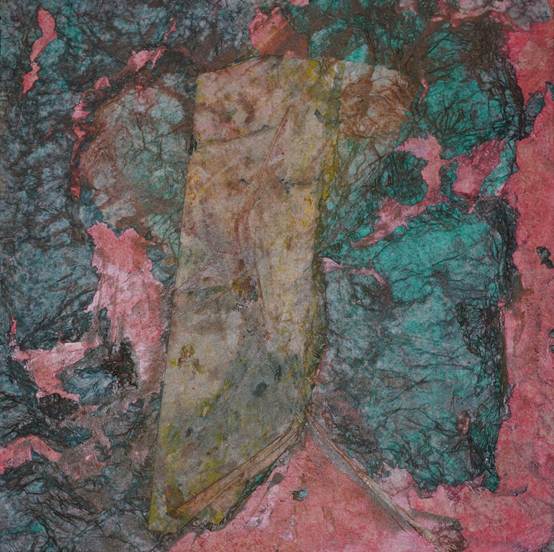 Végétal 2 pigments  papier maché sur panneau de bois 40*40 cm 2016