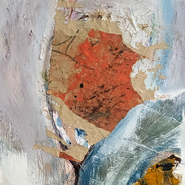 Végétal 18 Toile composition mixte papier kraft recyclé acrylique encre sepia  90*60 cm 2020 détail