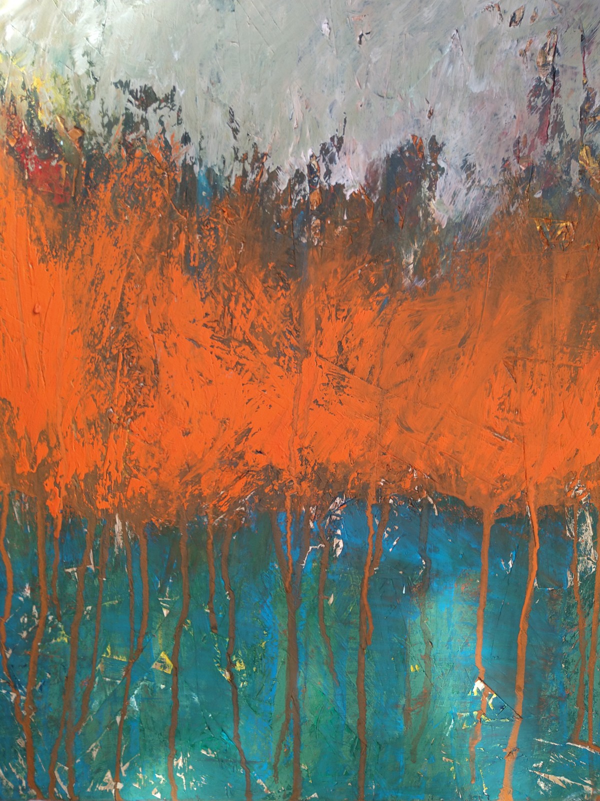 Variation d'un paysage 8 acrylique et gouache sur panneau bois  80*40 cm 2023