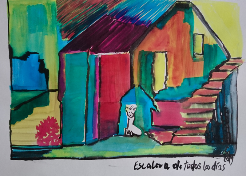 Escalera de todas los dias Voyage à Valparaiso Encre sur papier 300 grs 50x65 cm 2019