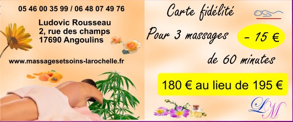idée carte cadeau et fidélité de massages la rochelle