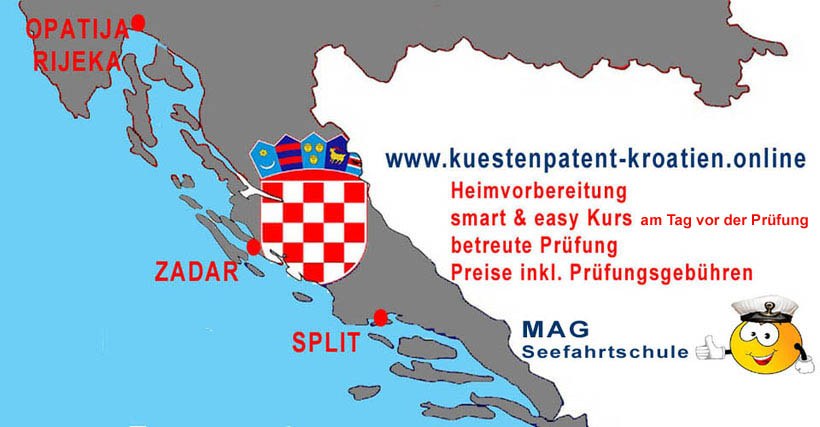 Küstenpatent, Bootsführerschein & Yachführerschein Kurse in Opatija, Rijeka, Zadar und Split - Prüfung im Hafenamt Rijeka, Zadar und Split