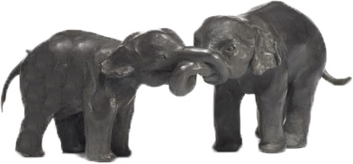 Willemien Fransen Brons / Bronze Olifanten / Elephants 20 cm