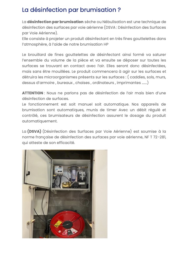 Désinfection par brumisation HP