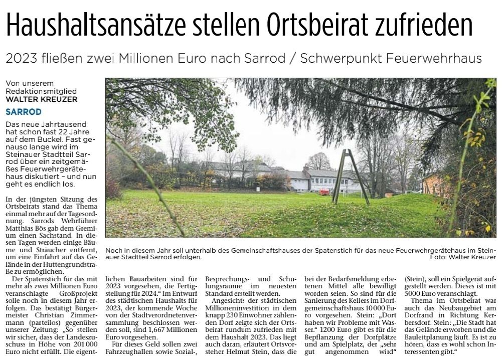 05.12.2022 - Haushaltsansätze stellen Ortsbeirat zufrieden