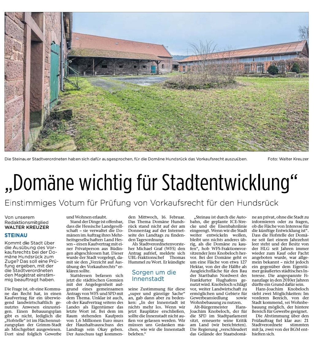 11.02.2022 - Domäne wichtig für Stadtentwicklung