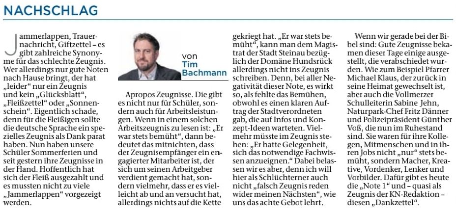 23.07.2022 - Nachschlag von Tim Bachmann