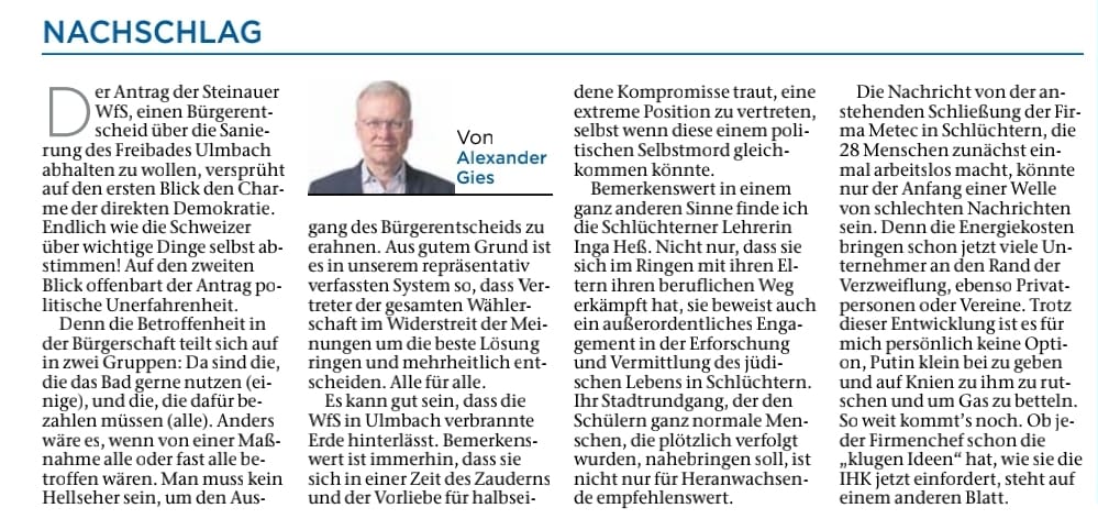 10.09.2022 - Nachschlag von Alexander Gies