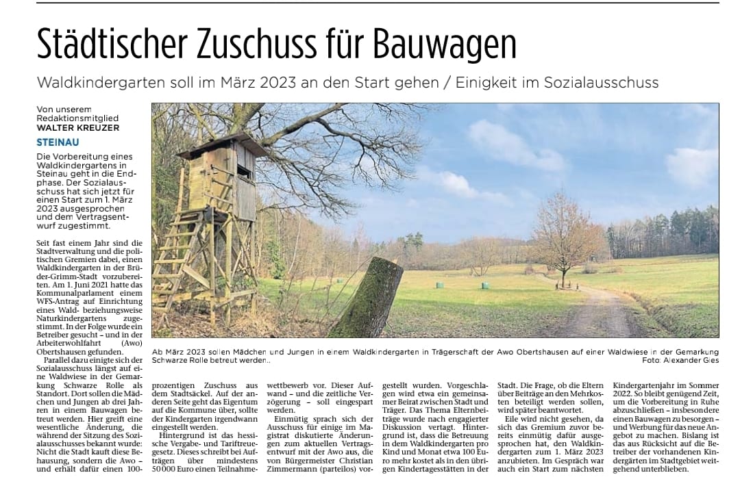 11.05.2022 - Städtischer Zuschuss für Bauwagen