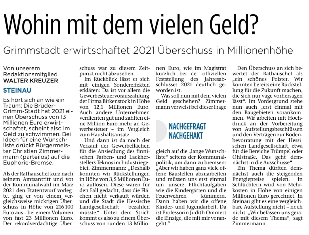 03.05.2022 - Wohin mit dem vielen Geld ?