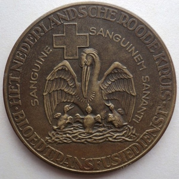 Dorso Medalla, Austriaca emitido (20th Century) en honor Prof. Karl Landsteiner (biólogo y médico, Premio Nobel de Medicina 1930, por descubrir los Grupos Sanguíneos ABO, Rh; entre otros. Metal: Bronce de 40,16 mm. Peso: 22,1 gs o 0,777 oz.