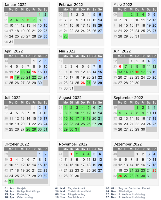 Ferienkalender 2020