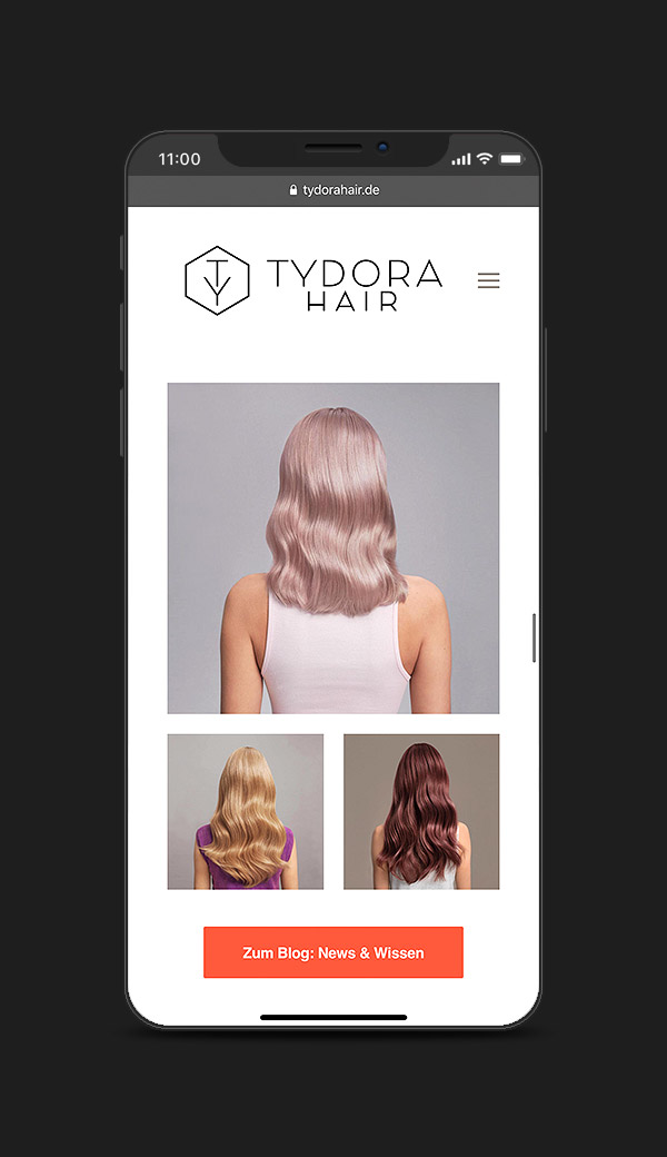 Mobile-Website für TYDORA HAIR – Friseursalon von Aylin Höfgen aus Karlsruhe