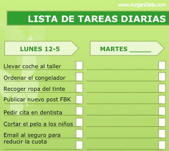 Lista de Tareas - www. AorganiZarte.com