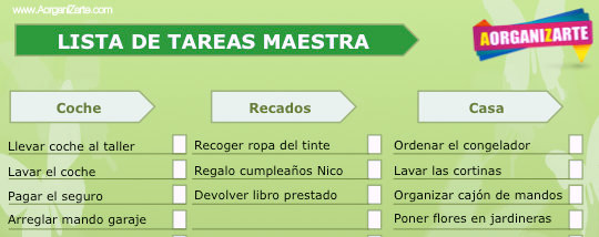 Lista de tareas - www.AorganiZarte.com